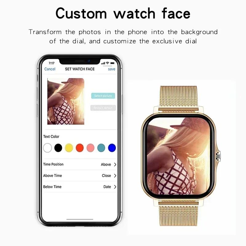Ceas inteligent pentru bărbați, pentru femei, ecran tactil complet, apel Bluetooth, ceas rezistent la apă, GPS, sport, monitorizare fitness, ceas inteligent pentru damă pentru Android iOS