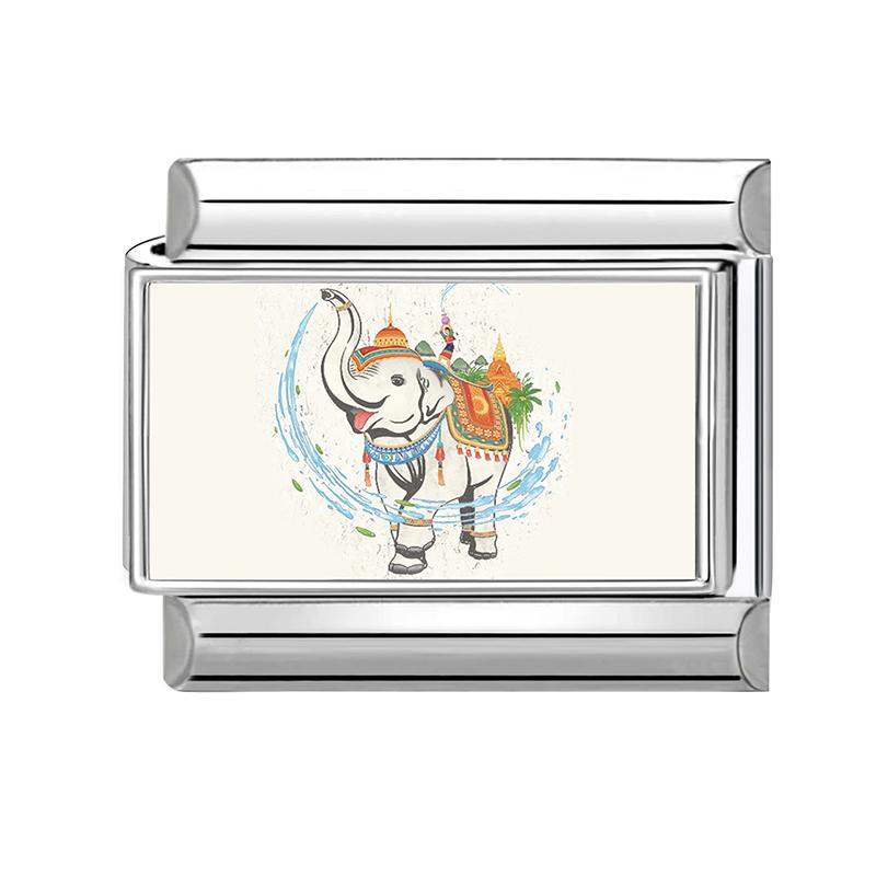 

Y2K Creative Design Colorful Water Elephant Italian Charm Fit 9mm Stainless Steel Bracelet Jewelry Women Handmade DIY Material