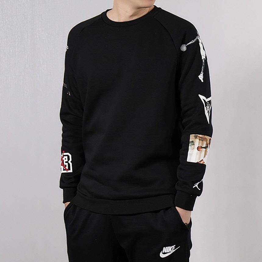 Jordan Printed Fleece Pullover Sport Casual Sweatshirt Men Tops Black CD5872-010