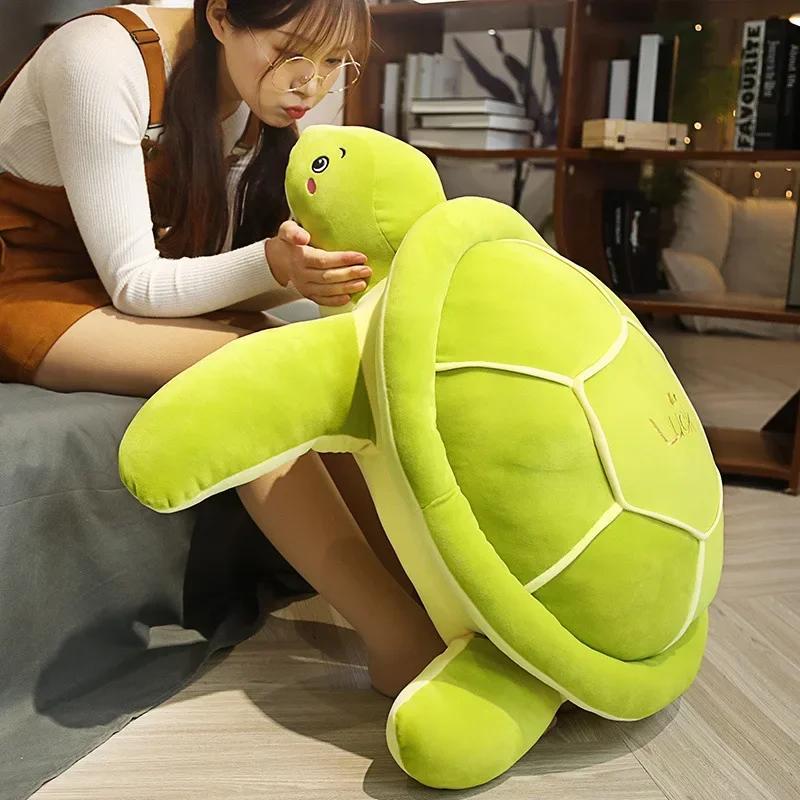 80Cm Very Cute Simulation Animal Tortoise Stuffed Plush Toy Green (Sea) Turtle Doll Car Sofa Bed Sleep Hold Throw Pillow Gift