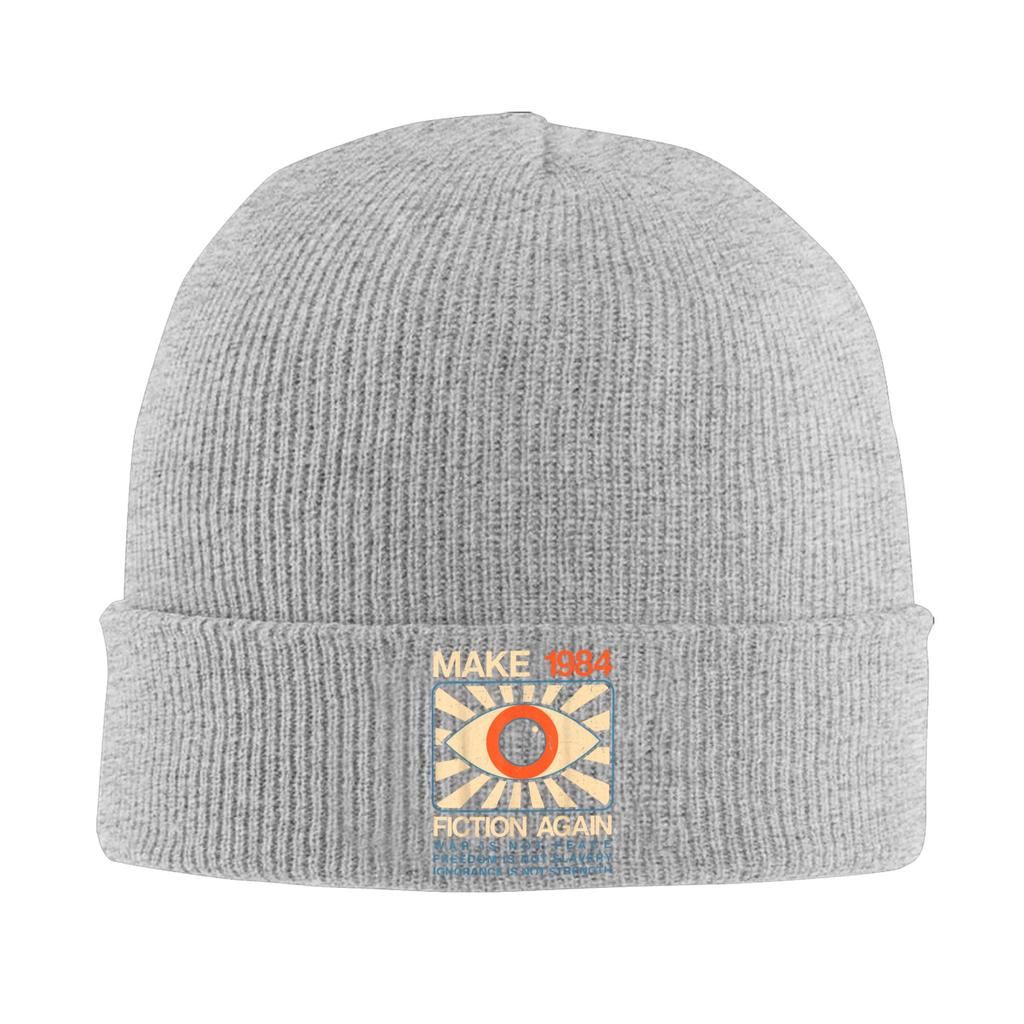 Make Orwell Fiction Again Eye Knit Hat Beanie Autumn Winter Hats Warm Unisex Casual Dystopian Satire Cap for Unisex Women Gift