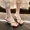 Fashion Hot Selling Fashion Open Toed High-heeled Sandals for Women 2025 Summer  Rhinestone Design Square Head Slippers Beach Cool Pumps