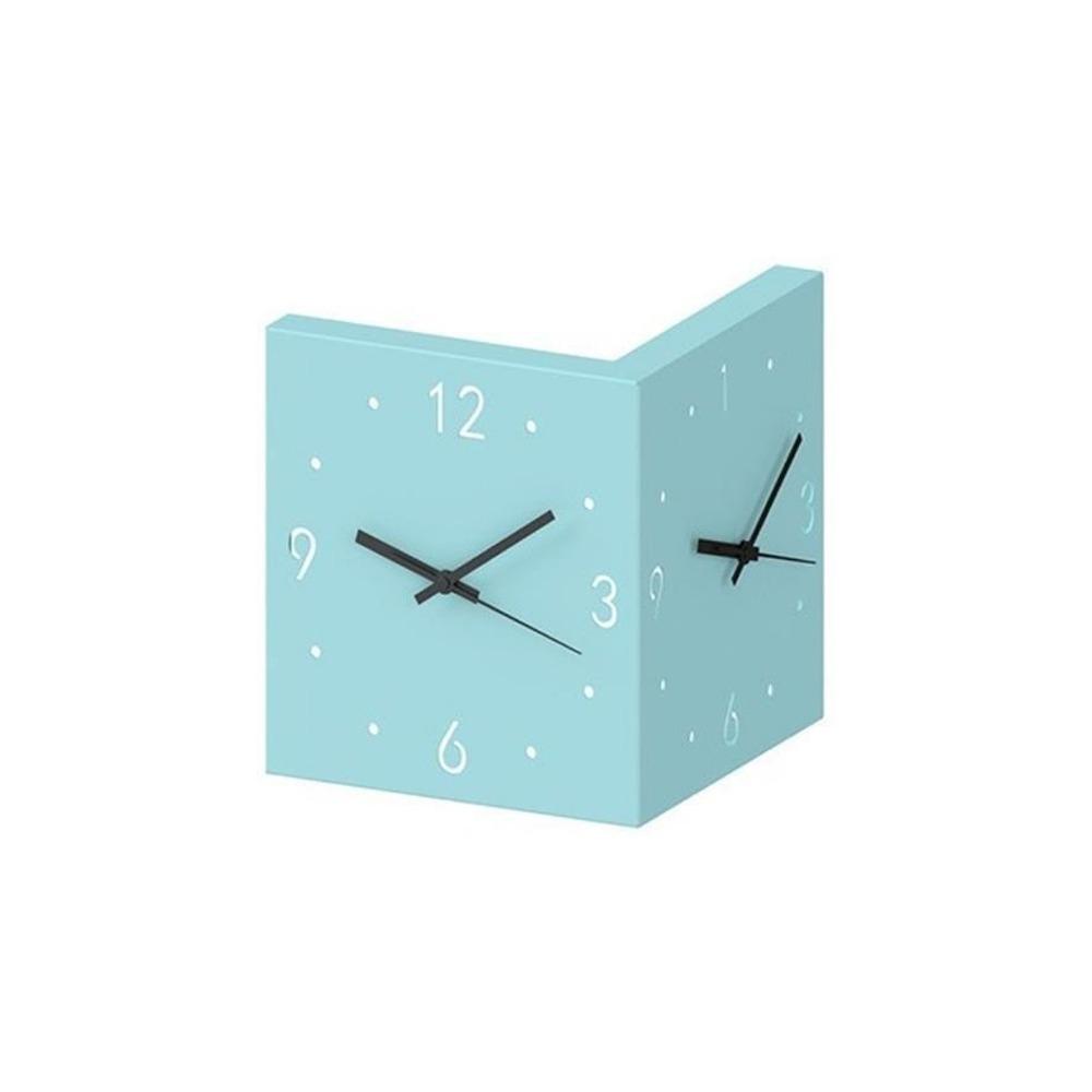 Non Ticking LED Corner Wall Clock Square Shape Metal Frame Double Sided Wall Clock Hollowed Out Inductive Luminous
