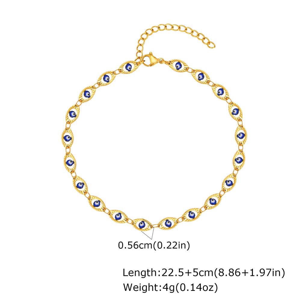 Stainless Steel Lucky Evil Eye Anklet Bracelet for Women, Blue Eye Beaded Chain Foot Anklets Summer Beach Lucky Amulet Gift