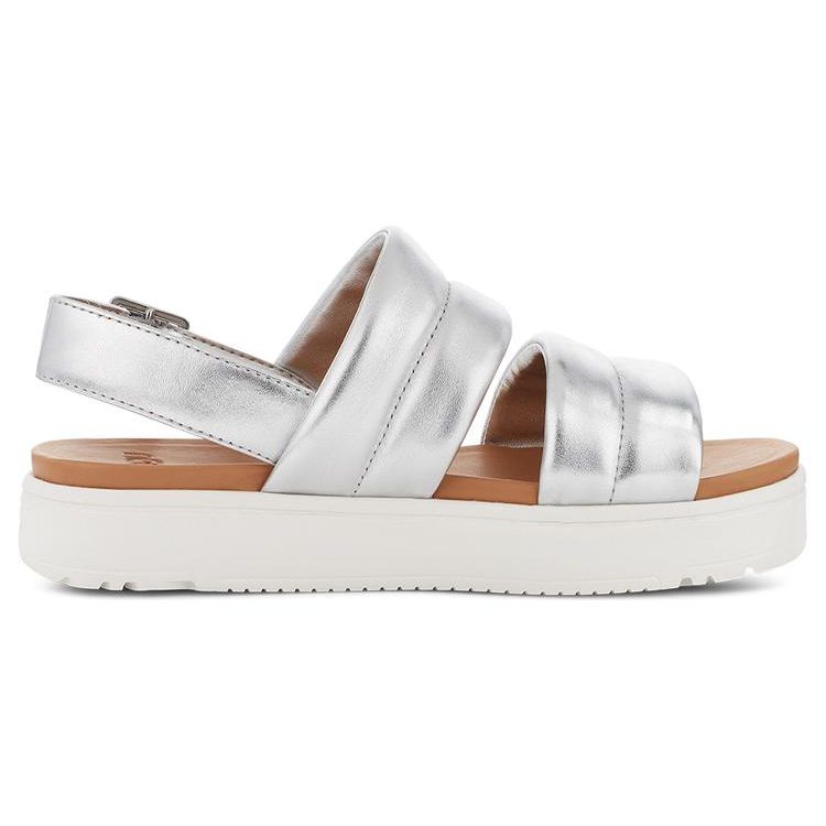 UGG Zayne Leather Comfortable Thick Sole Sandals Women Sandals Silver 1128636-SMLH