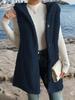 Popular Style Solid Color Plush Hooded Button Cardigan - Women's Autumn/Winter Casual Vest