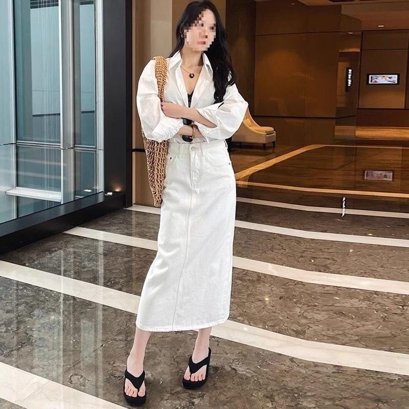Cotton Blend High Waist Skirt With Zipper For Summer Chic Women