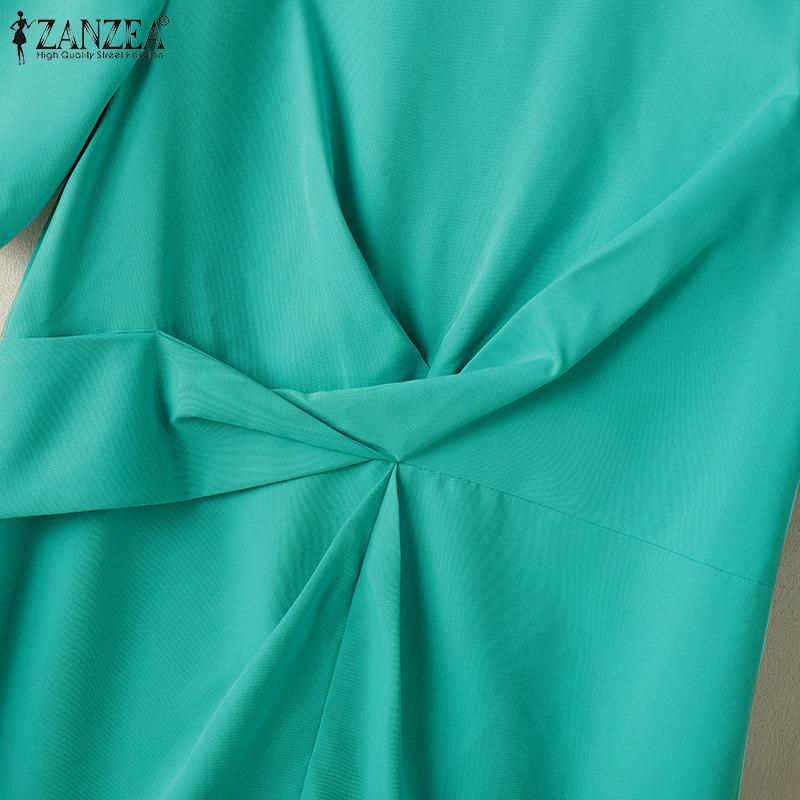 ZANZEA Vestido informal de verano para mujer, cuello redondo, holgado, manga corta