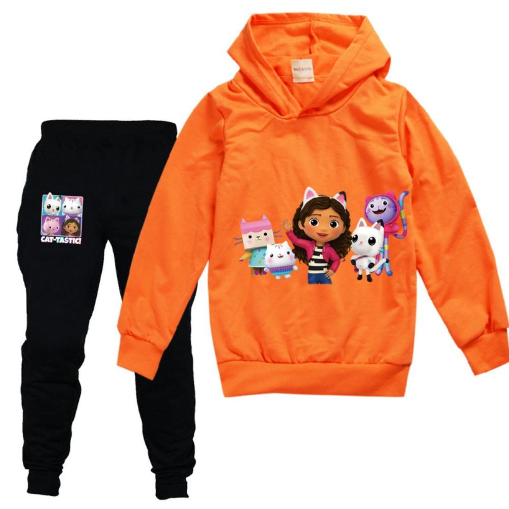 

2pcs Gabby Doolhouse Kids Long Sleeve Hoodies Jogging Pants Kawaii Toddler Girls Gabbys Cats Clothes Teen Boys Sportsuits Gift 100
