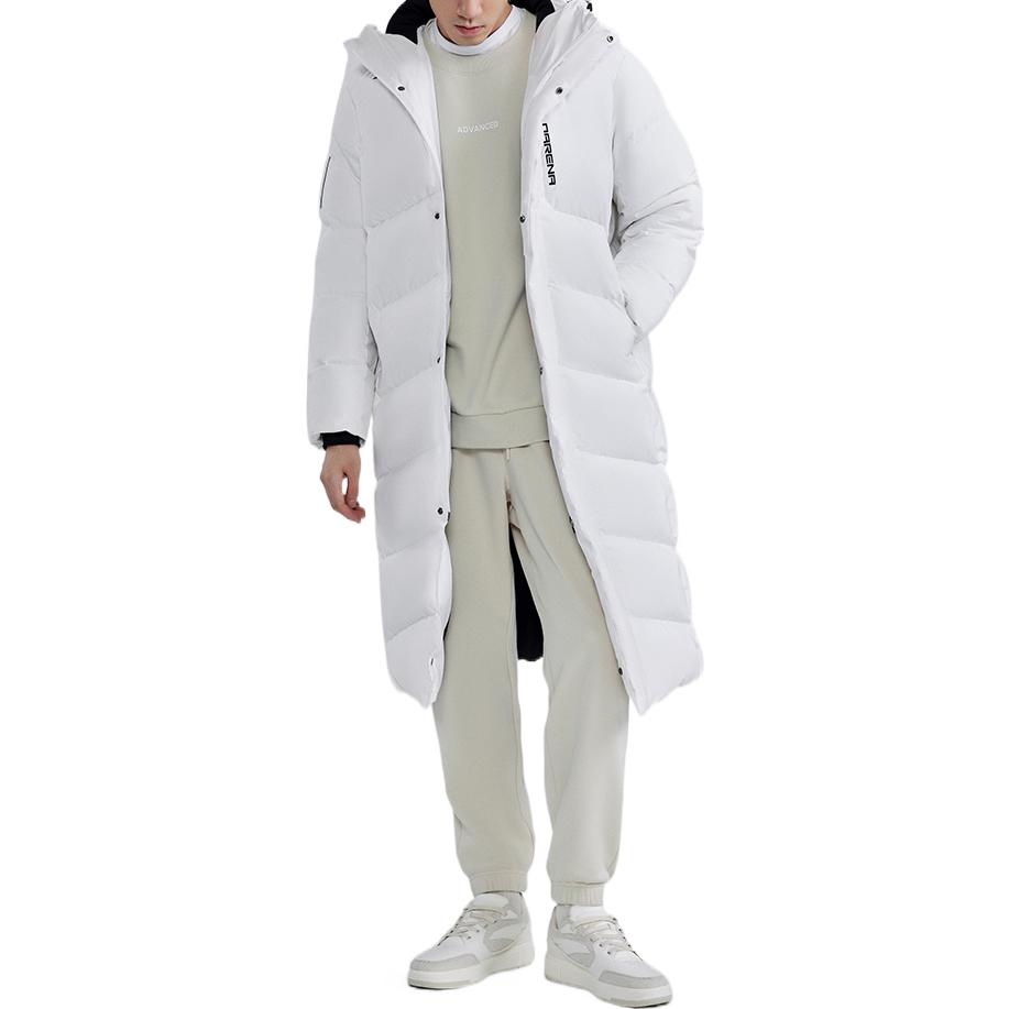 Anta Logo Print Zip-Up Hooded Down Jacket Unisex Outerwear White 952247970-1