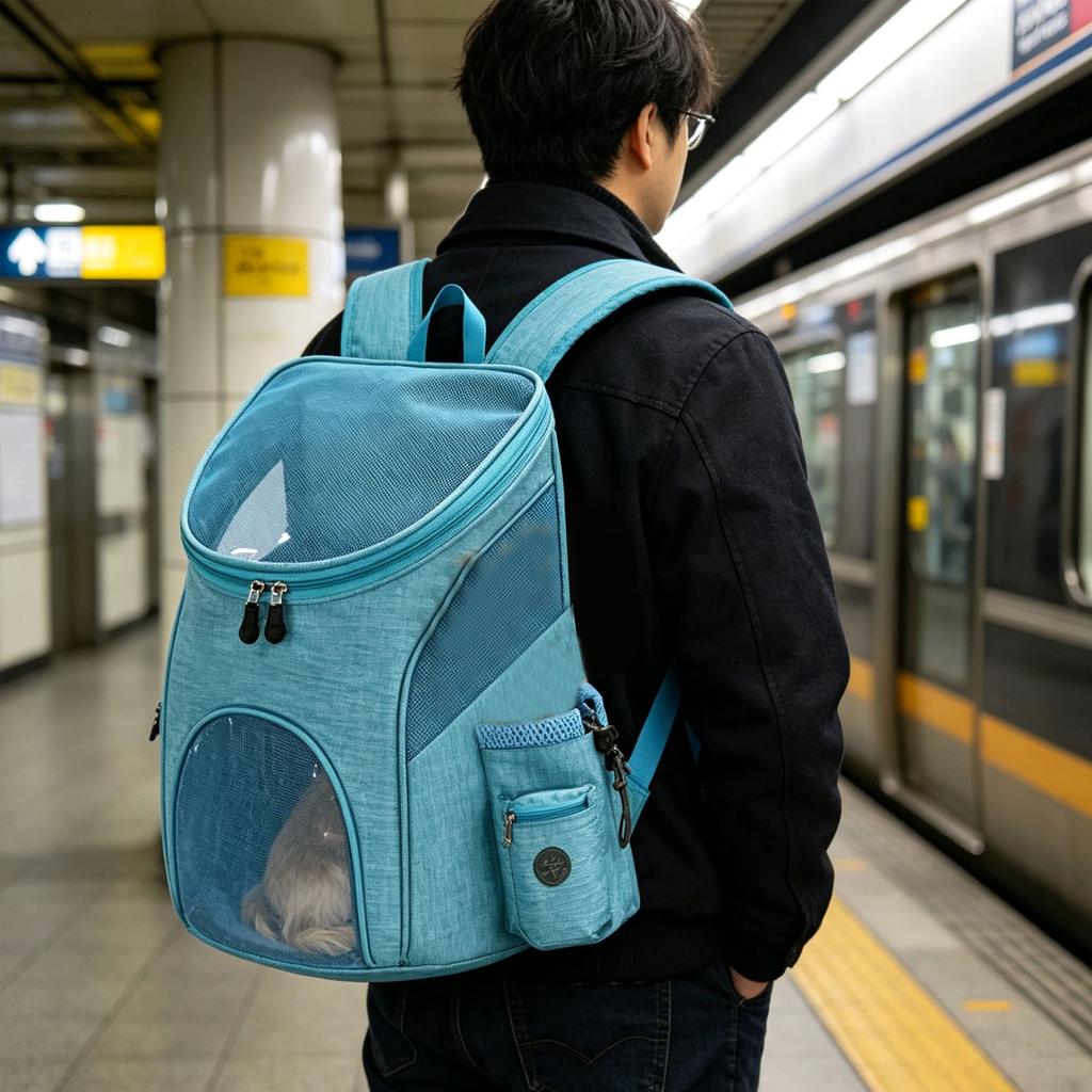 Cat Backpack Carrier Foldable Breathable Mesh Backpack for Small Medium Cats and Dogs