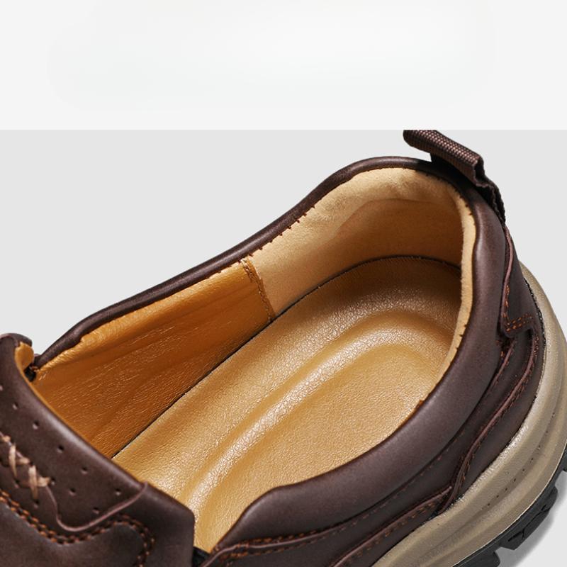 Herr Handgjorda Läderskor Casual Utomhus Slip On Loafers Flats Mockasiner Promenadskor