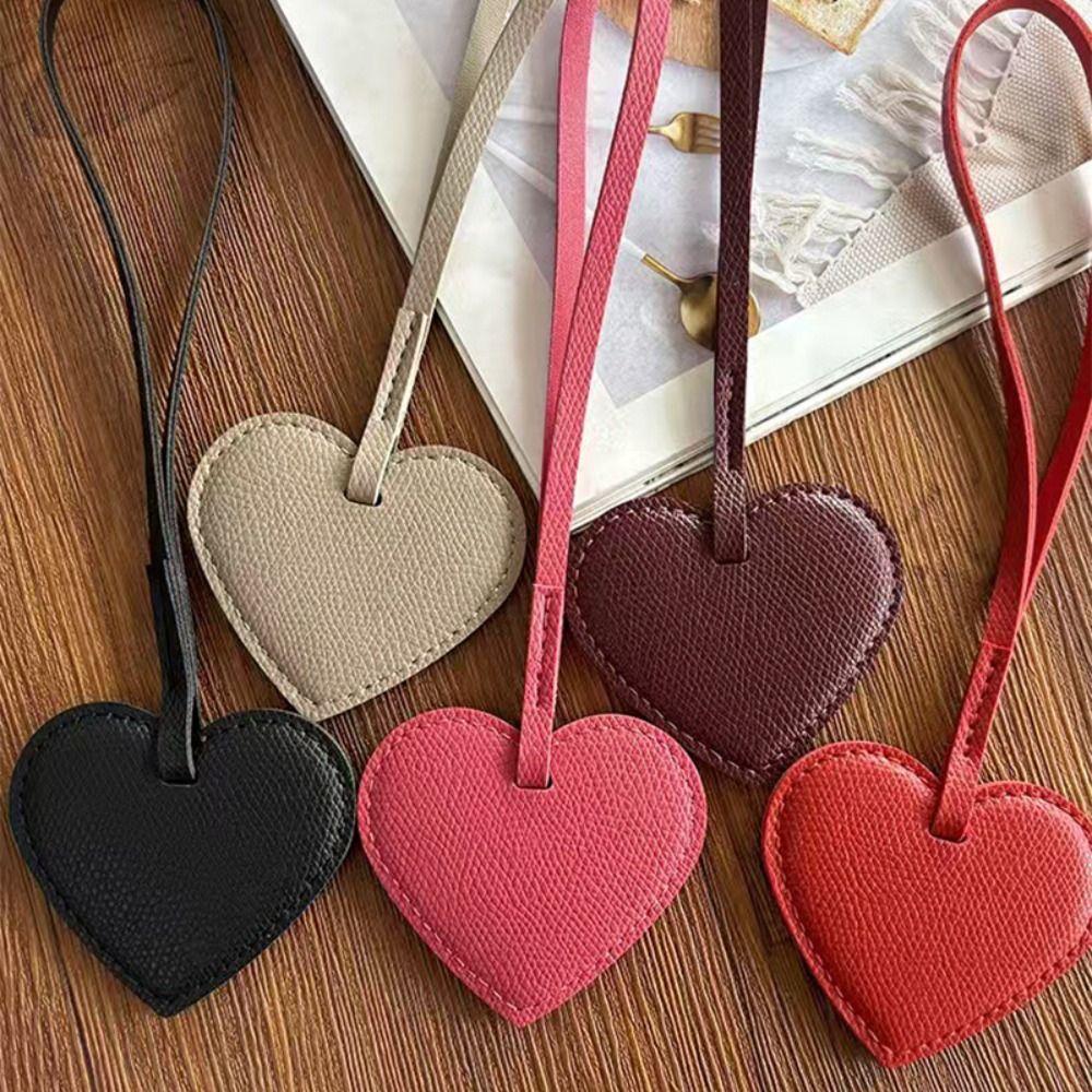 Hanger Pu Leather Heart Pendant Heart Shaped Bag Decoration Lovely Bag Charm Bag Accessory