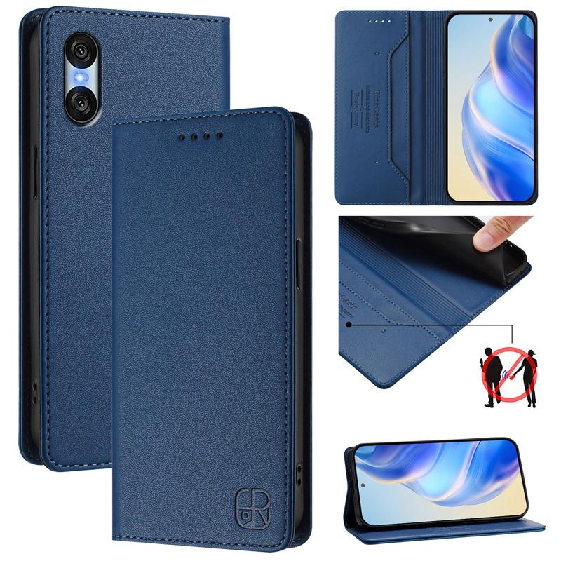Luxusní kožené pouzdro pro Sony Xperia 10 VI/Xperia 5 VI/Xperia 1 VI/Xperia 5 V Sloty RFID blokovacích karet Stojan s magnetickou přitažlivostí Nárazuvzdorný Flip Cover
