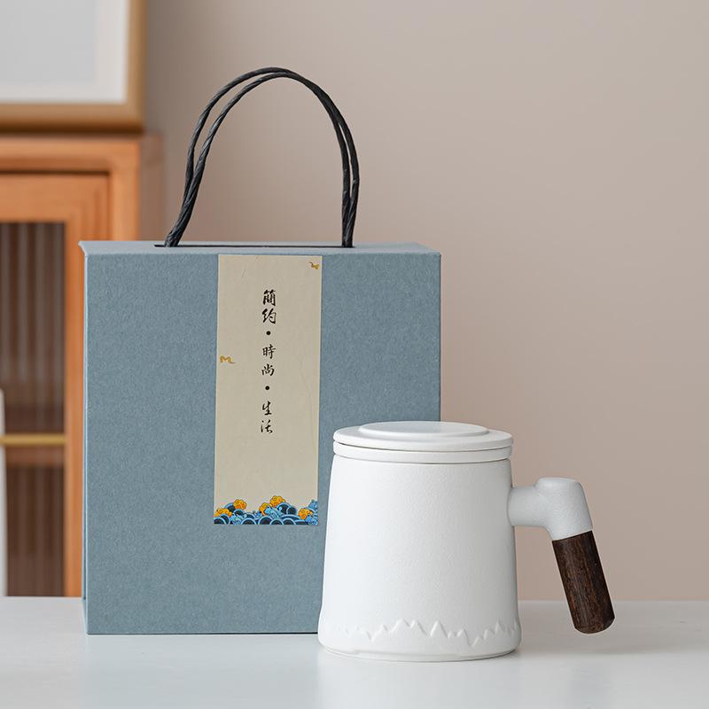 Ceramic cup, tea separation cup, office tea cup, cup with lid, filter cup, mug, personal cup, business gift