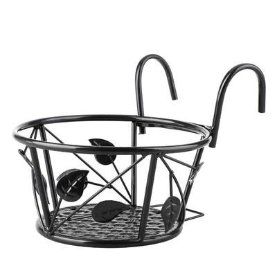 Hanging Flower Pots Stand Metal Black White Brown Patio Garden Hanging Basket Simple Round Potted Plant Rack Bedroom