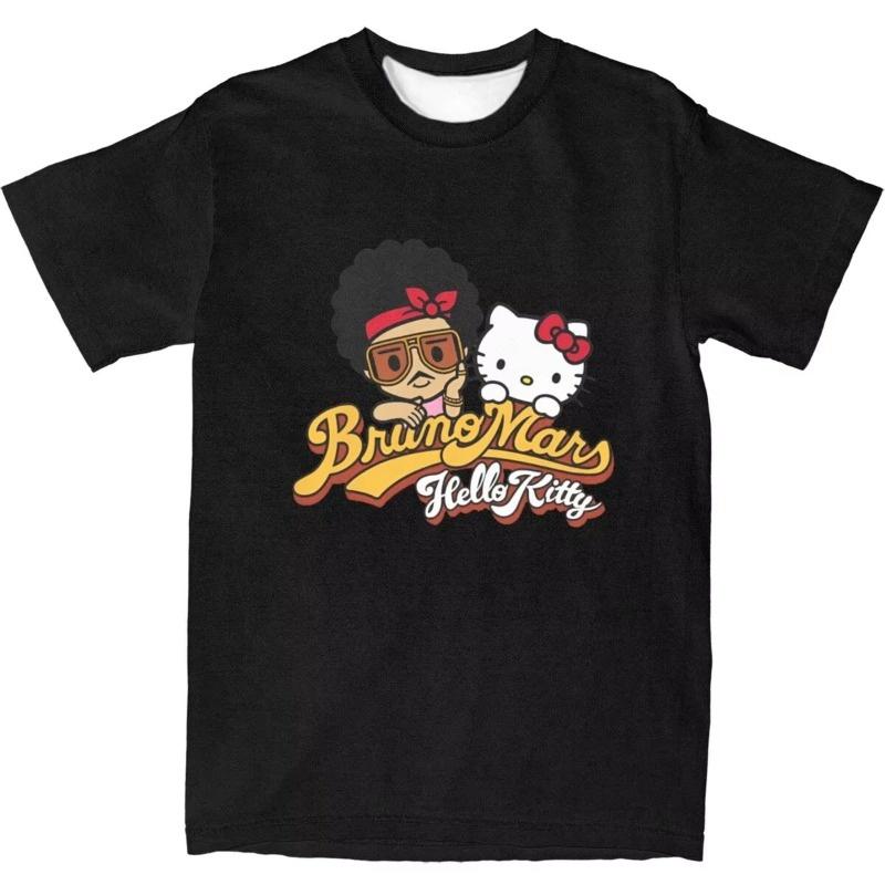 

Bruno Mars Hello Kitty T-Shirts Fashion T-shirt for Men Summer Y2K Retro Design Short Sleeve Top Tees GANSTA Tough Guy Top 4XL