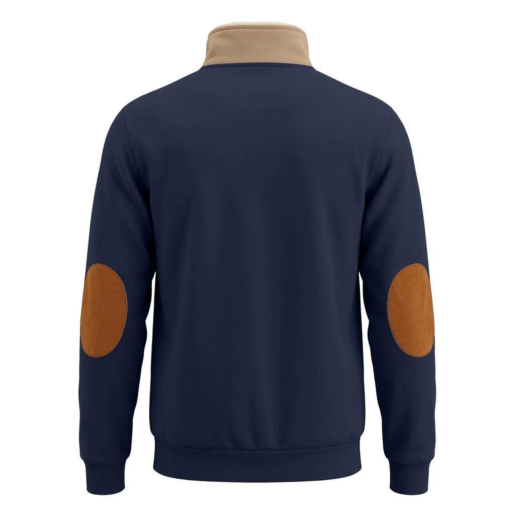 Men's Retro Half Zip Sweatshirt with Stand Collar Long Sleeve for Fall Winter