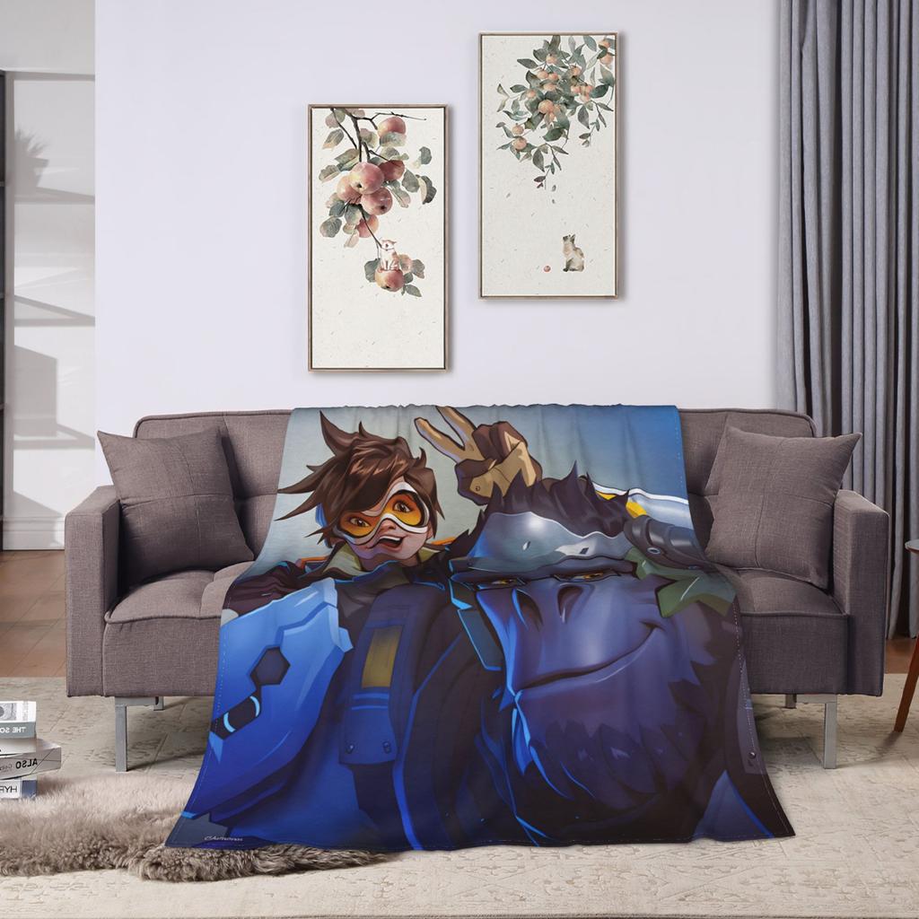 Overwatch Game Tracer Winston Blanket Warm Soft Plush Bedding Throws For Couch Chair Sofa Bed Flannel Bedspread Bed Cover