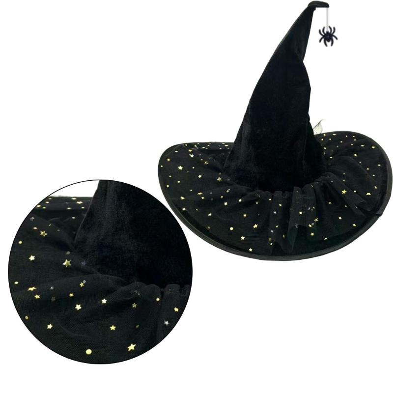 Witch Hat 36cm High Pointed Wizard Hat Halloween Dress up Hat Witch Costume Accessories for Women Men Masquerade Cosplay