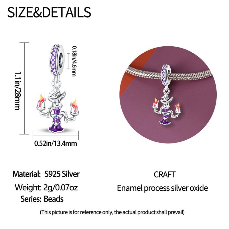 Halloween Party Copper Midnight Candle Holder Pendant Bead Fit Charms Diy Bracelet For Jewelry Making Women Gift