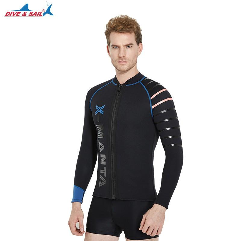 3MM Diving Suit Men's Split Top Snorkeling Surfing Long-sleeved Swimsuit Thickened Warm Coat