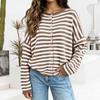 Women's Casual Striped Knit Cardigan Button Front Soft Long Sleeve Sweater for Fall Winter Work