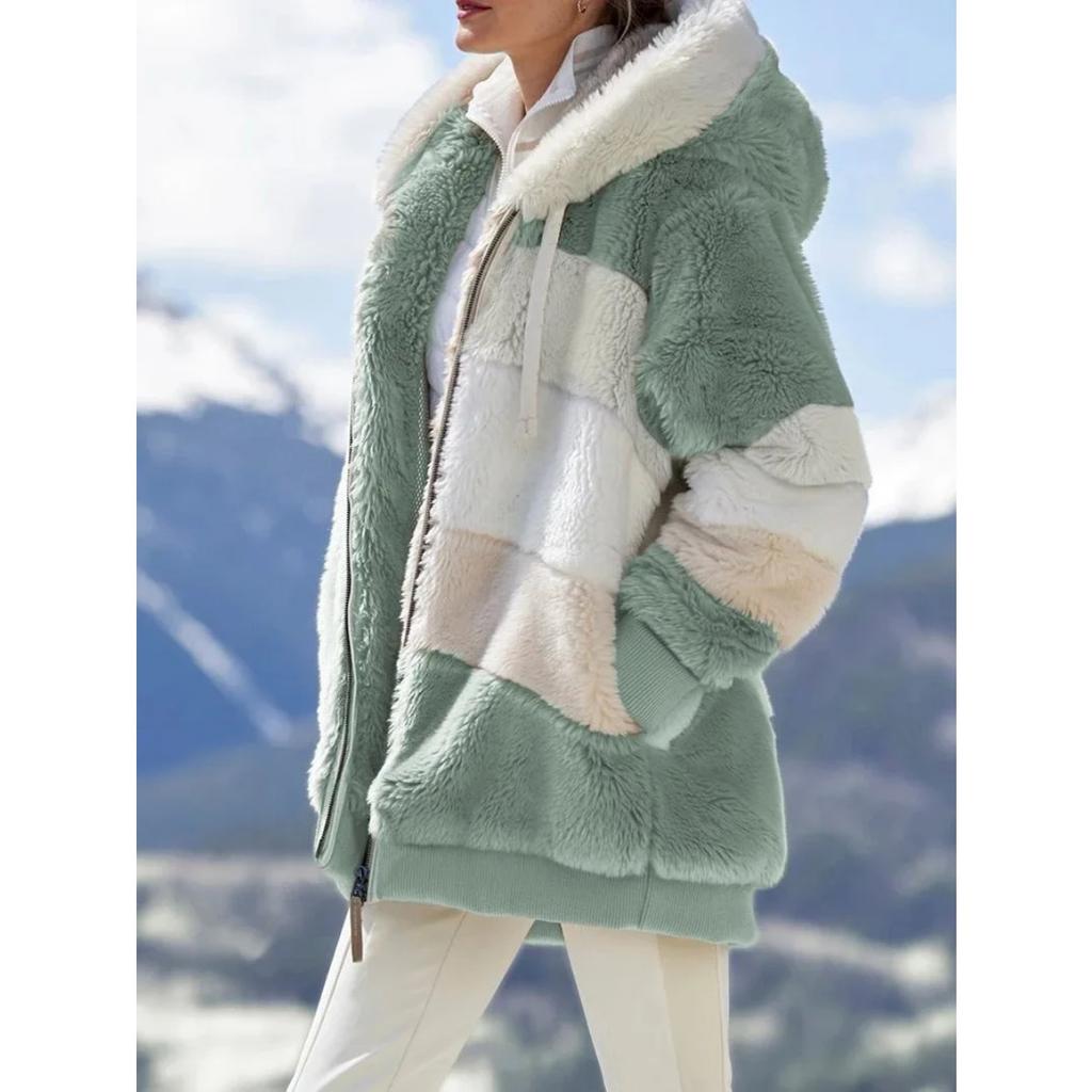 Women's Plus Size Long Teddy Bear Coat Warm Thickening Fleece Faux Fur Coat Plush Teddy Coat Women's Coat