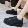 Full-drill Cake Thick-soled Sports Casual Shoes, Trendy Leather-faced Women's Single Shoes, Trendy Shoes, Black