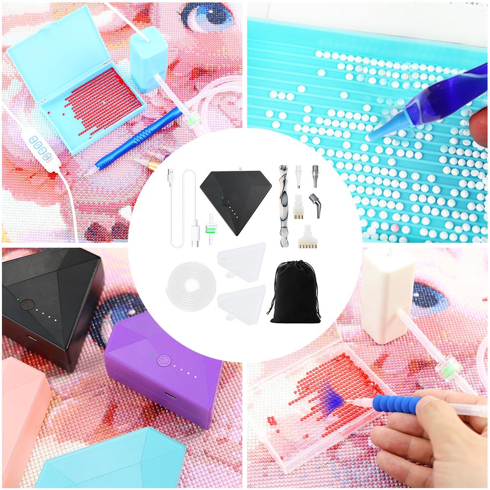 1 Set DIY Diamond Painting Pen Kit 1200mAh Rechargeable 3 Gears Adjustment Diamond Painting Vacuum Suction Point Drilling Tool