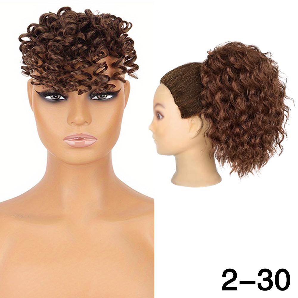 LISI HAIR 2PCS Synthetic Short Clip In Curly Bangs And Loose Short Wavy Curly Drawstring Ponytail For Women Daily Wear