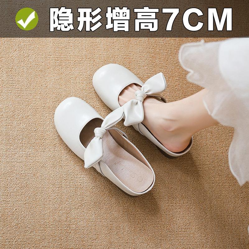 

Туфли-баотоу женские, летние, новые, с бантом, на одной педали и полусабо, одинарные туфли, с внутренней высотой 7 см 39