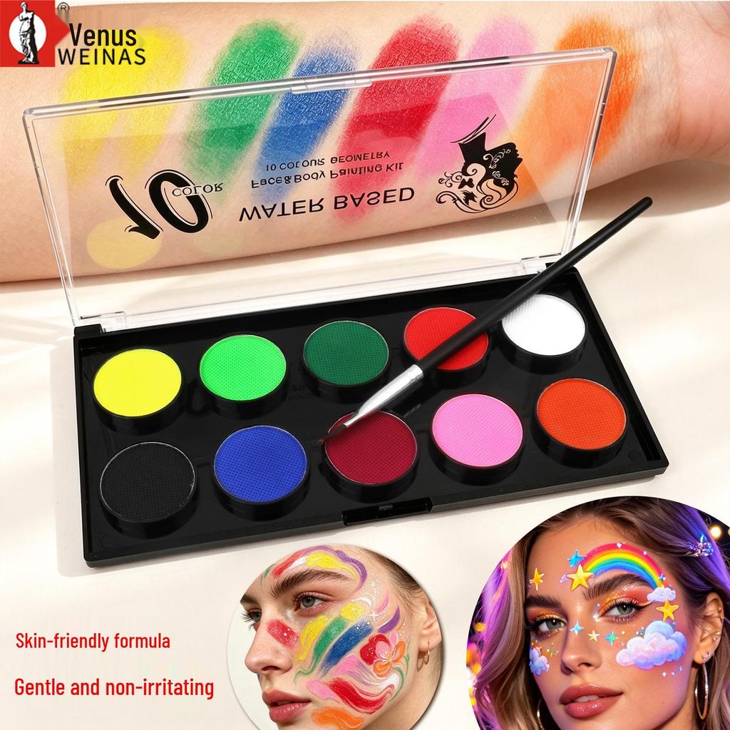 Multicolor Water-Soluble Face Paint Set for Stage, Halloween, and Kids' DIY Makeup