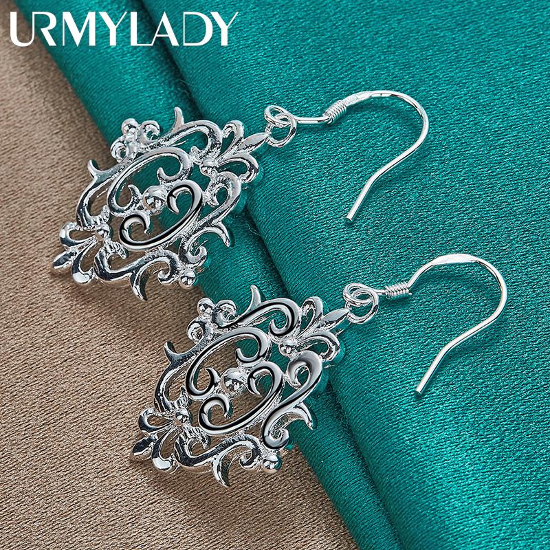 Cercei cu flori goale din argint 925 pentru femei Bijuterii cu farmec de modă