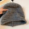 Big head circumference coffee-colored knitted stacking hat Children's autumn and winter warm face small cold hat Versatile warm plain head hat