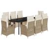 Vidaxl 9-Cz. Garden Furniture Set With Cushions, Beige, Poly Rattan