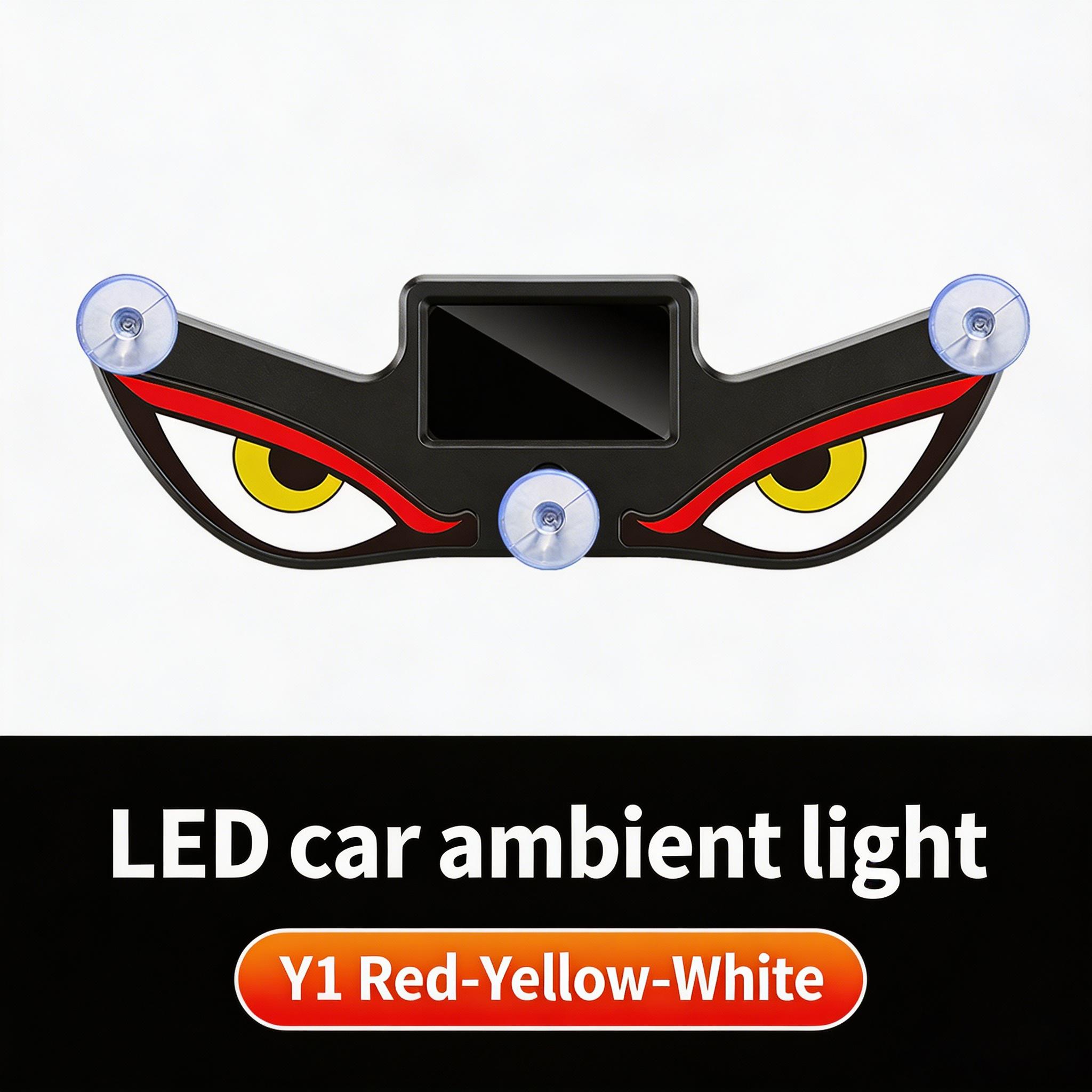 

1PCS Solar Powered Car Neon Light Wireless Led Ambient Light Suction Cup USB Rechargeable Atmosphere Breathing Lamp Y1-Red Yellow White разноцветный