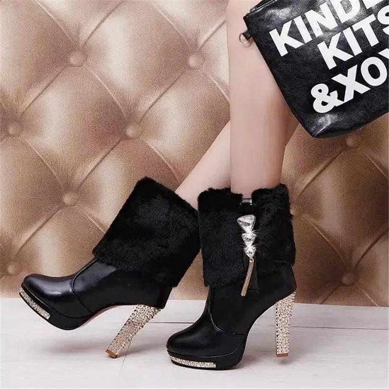 Stivali da donna carini dolci alta qualità pelle PU bianca tacco alto stivali caldi casual autunno inverno da donna scarpe cool a2849