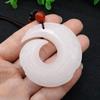 Antique Afghan White Jade Universe Good Luck Pendant with Recurrent Pattern Sweater Chain