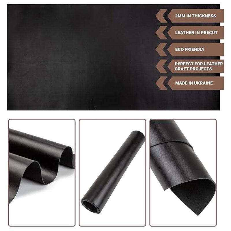 Black Stiff Oak Plant Tanned Leather, Top Layer Cowhide, 2mm Thick Handmade DIY Leather Bag, Leather Fabric
