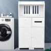 Bathroom Floor Storage Cabinet with Double Door Toilet Paper Storage Container Bathroom Organizer Furniture Bathroom Furniture