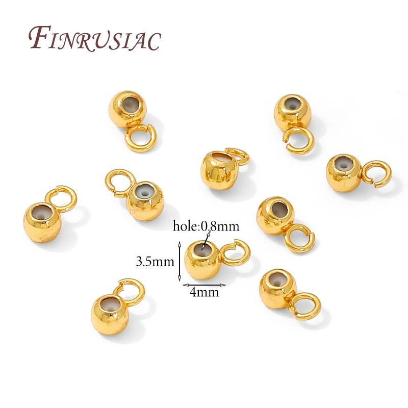 18K Gold Plated Silicone Round Beads with Ring,Silicone Stopper Bead,Positioning End Beads Accessories,Jewelry Making Supplies