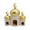 QX2E Gold und Weiß Moschee Turm Modell Tischornament Ramadan Dekorationen für Heimdekorationen Islamische Eid Mubarak Dekorationen