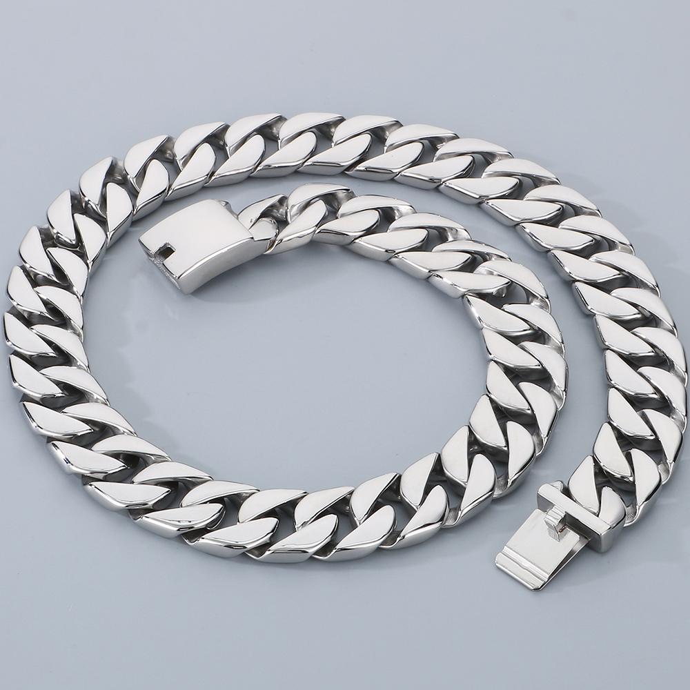 Pánský náhrdelník z nerezové oceli s kubánským článkovým řetízkem Hip Hop 20 mm šířka lanový choker pro muže Punk Rock Gotický Streetwear Šperk Dárek