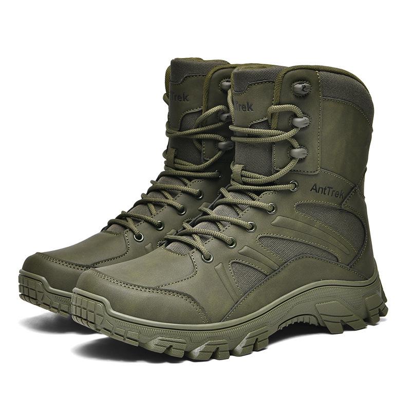 Men's Breathable Non-Slip High-Top Combat Hiking Boots, One Size Available, Adhesive Soles, In Stock