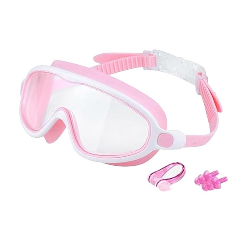 Children's Large Frame Swim Goggles with Nose Cover, Waterproof Anti-Fog, for Boys and Girls