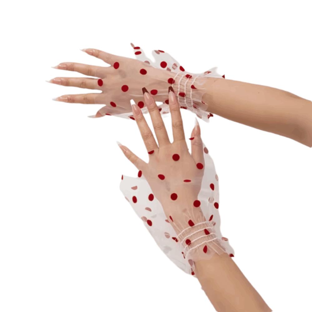 Short Polka Dot Fake Sleeves Sweet Fake Pleated Cuff All-match Nail Art Sleeves Social Media