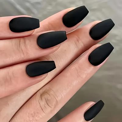 24pcs Matte Black Ballet Press-On Nails Fake Nails False Nails Easy Apply, Short, Comfortable & Durable Set For Everyday Elegance