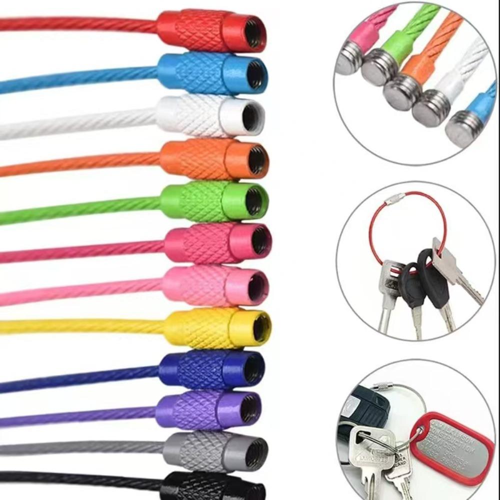 20PCS color paint wire rope 25 colors manufacturer wholesale key ring chain DIY tag cartoon key lanyard accessories