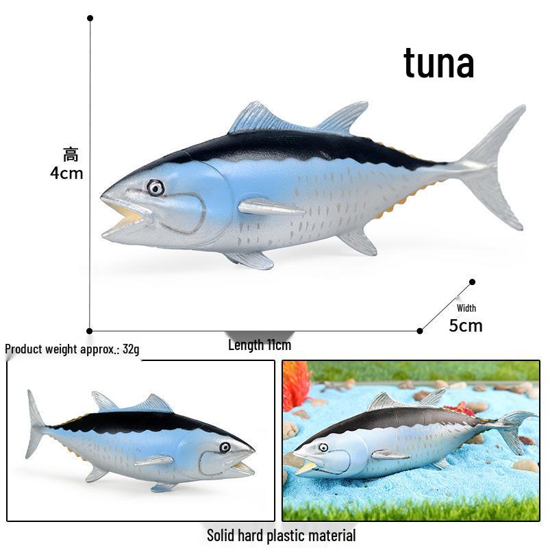 Marine Animal Simulation Model Figures: Shark, Dolphin, Hammerhead, Crab, Squid, Starfish for Kids' Education